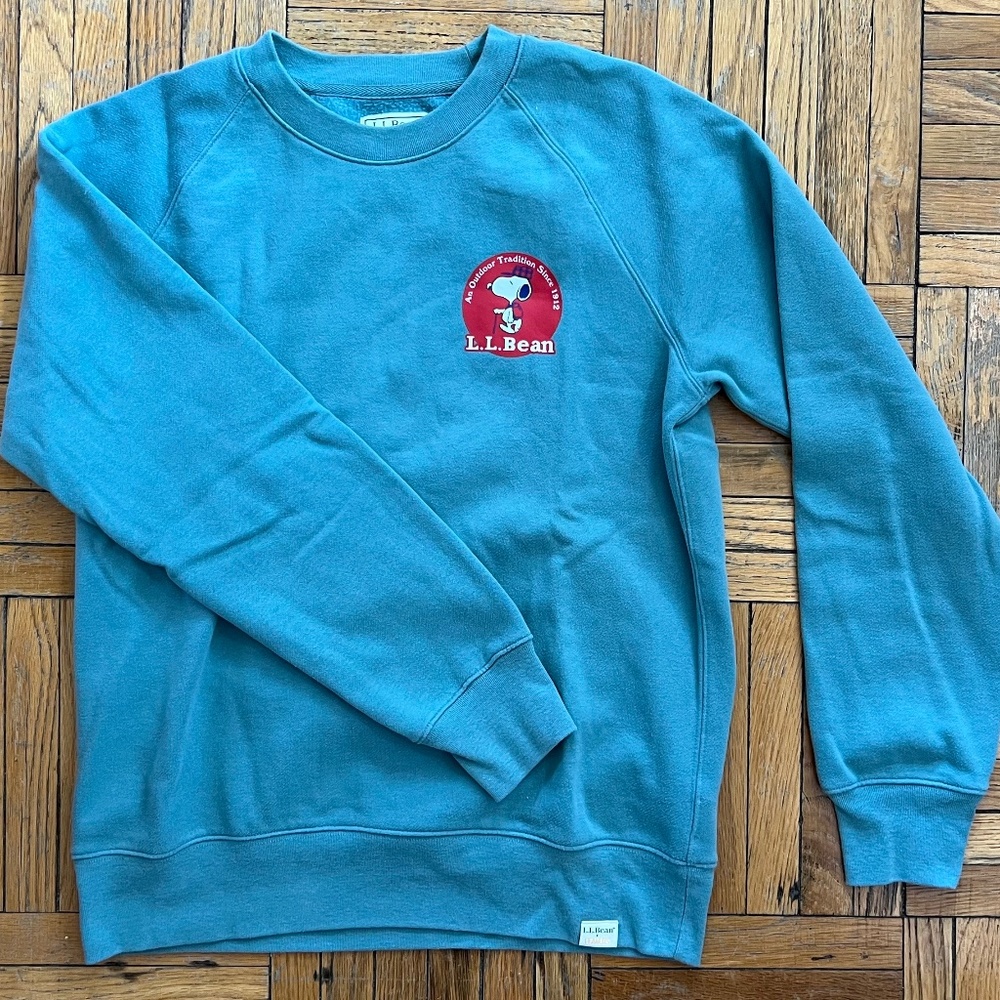 LL Bean x Peanuts Mint Green Men's Crewneck Sweatshirt, Size Small